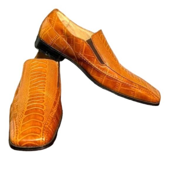 Stacy Adam’s Cognac Leather Alligator Men’s Shoes Size 10.5M - Picture 1 of 8